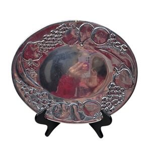 Elegant Vintage Metal Plate Embossed Fruit Design Decorative Collectible‎
